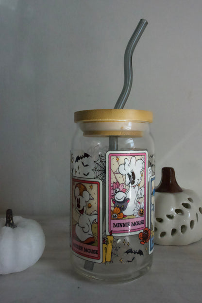 Can Glass Cup W/ Bamboo Lid & Glass Straw