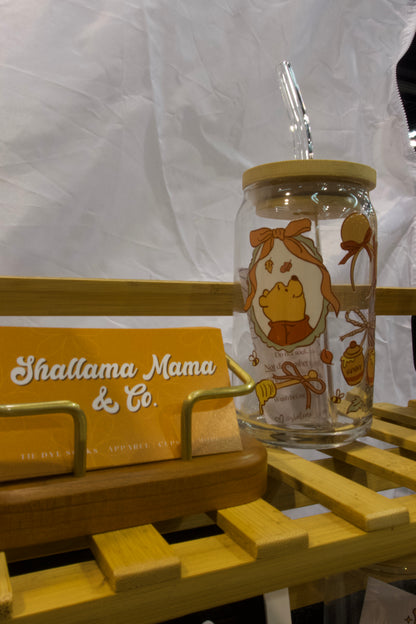 Can Glass Cup W/ Bamboo Lid & Glass Straw