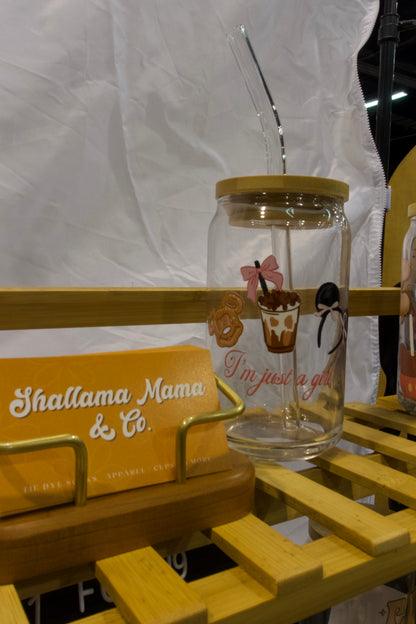 Can Glass Cup W/ Bamboo Lid & Glass Straw