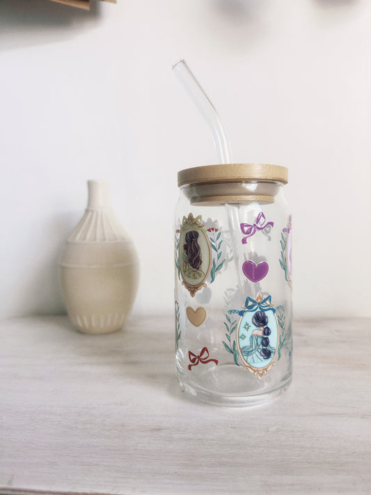Can Glass Cup W/ Bamboo Lid & Glass Straw