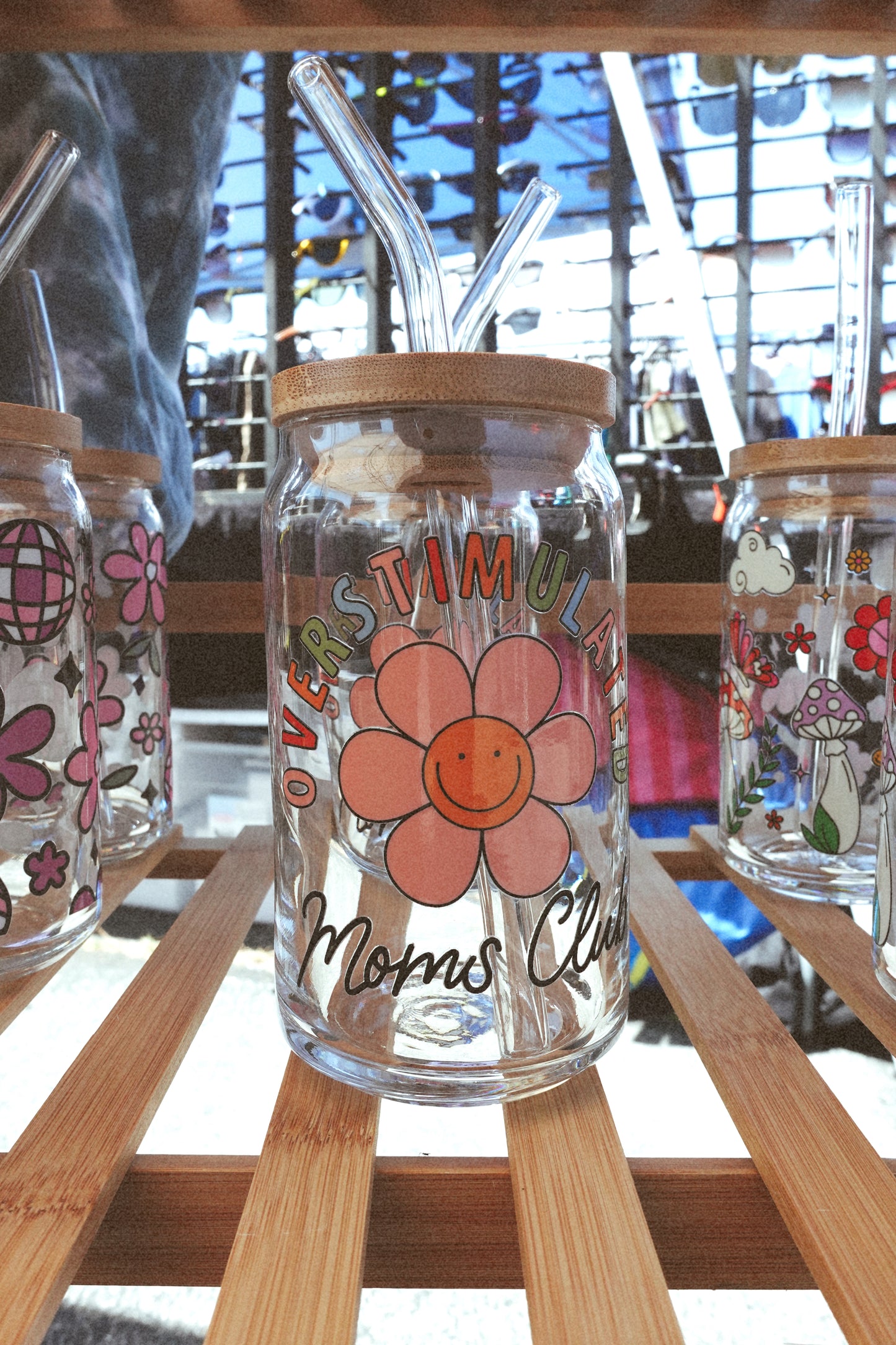 Can Glass Cup W/ Bamboo Lid & Glass Straw